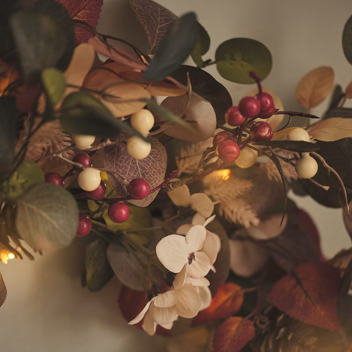 35cm Pre Lit Berry Harvest Autumn Wreath