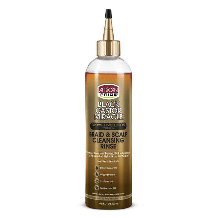 AFRICAN PRIDE Black Castor Miracle Braid & Scalp Cleansing Rinse 12oz