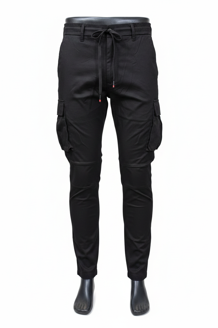 Black Tactical Cargo Pants - White Background