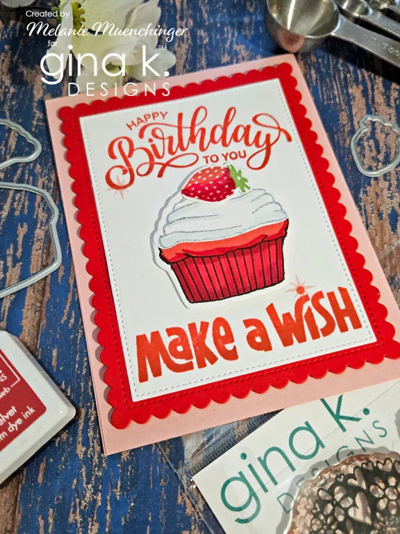 Gina K. Designs - Stamp & Die Set - Life is Sweet. Life is Sweet is a stamp set by Melanie Munchinger. This set is made of premium clear photopolymer and measures 6" X 8". Available at Embellish Away located in Bowmanville Ontario Canada. Example by Melanie Muenchinger.
