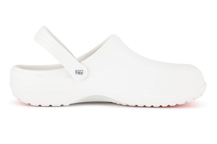 Hey Collection White Alex Comfort Grip Slip-Resistant Closed Toe Clogs