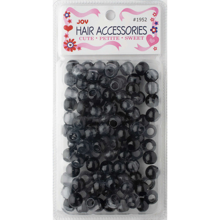 Joy Round Hair Beads X-Large, 100 Count, Two Tone Dark Vivid Black