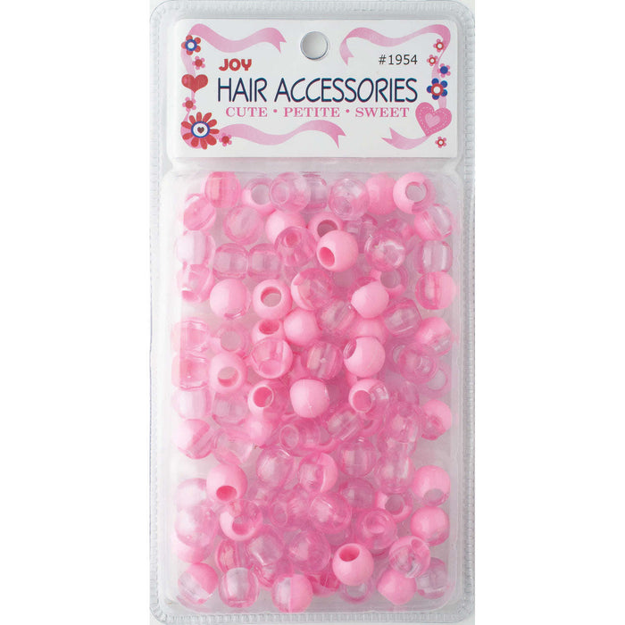 Joy Round Hair Beads X-Large, 100 Count, Two Tone Pastel Pink
