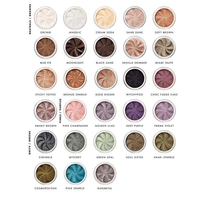 Lily Lolo Mineral Eye Shadows Shade chart