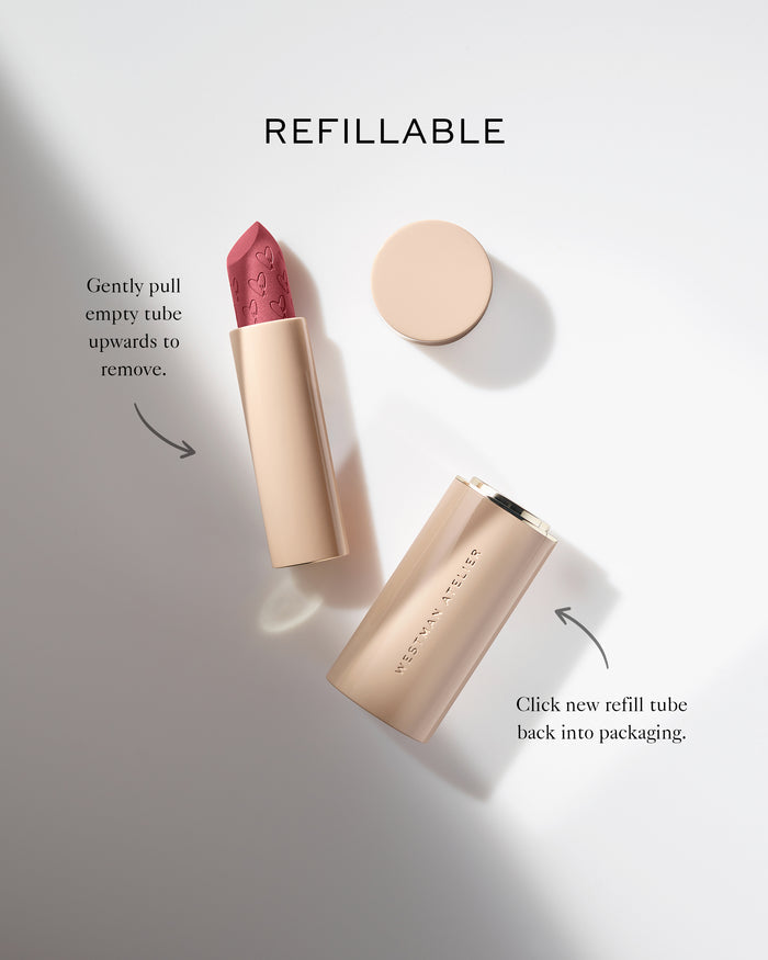 Instructions on how to insert Lip Suede refill.