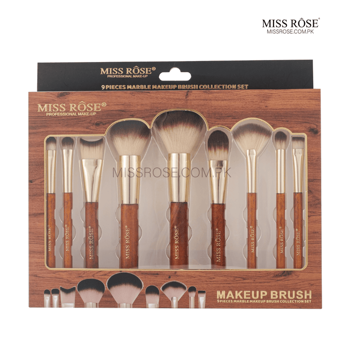 Miss Rose 9 Pieces Marble Makeup Brush Collection Set | Miss Rose Com Pk | Official Store In Pakistan | 100% Authentic Makeup Products