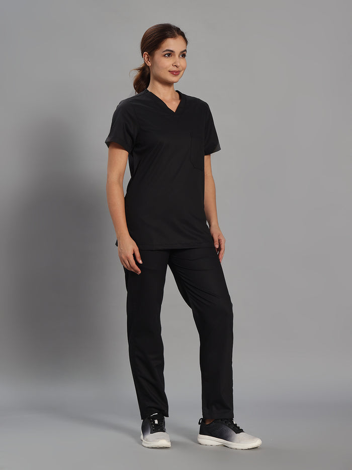 Move Lite Women Black V Scrub Set