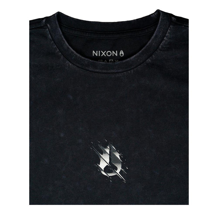 Polera Nixon Men Black Degrade Logo Front White Grey