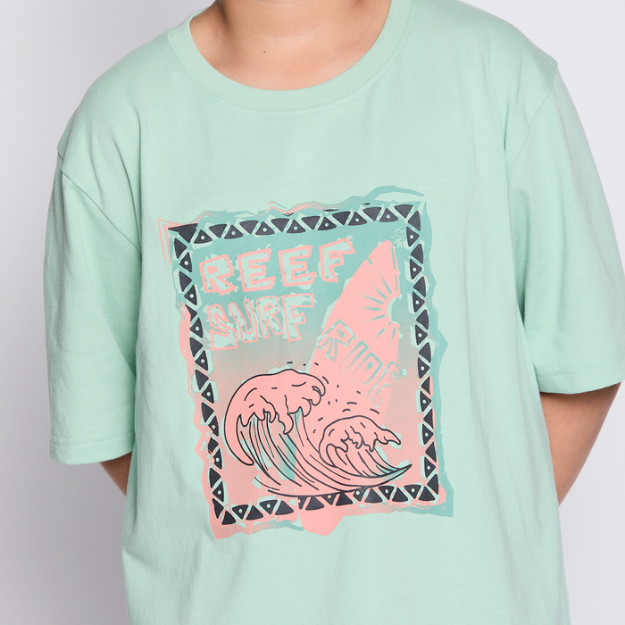Polera Reef Kids Light Green Print Front