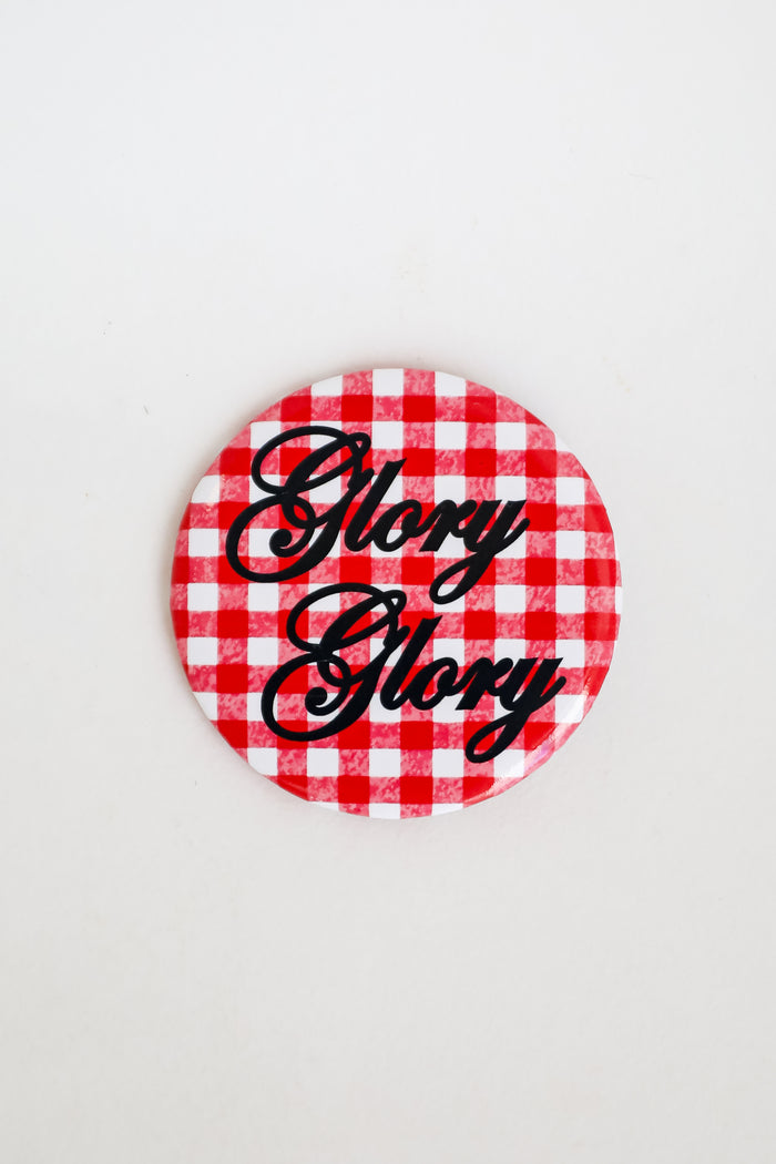 Red Glory Glory Gingham Button
