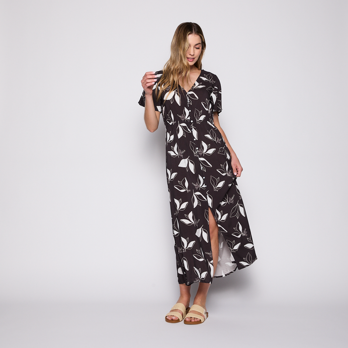 Vestido Reef Women Black Buttons