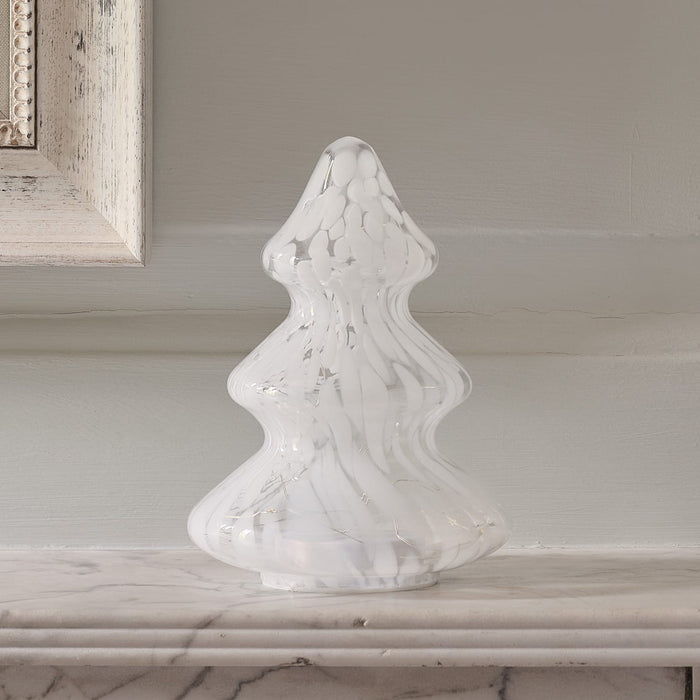 White Detail Glass LED Christmas Tree Decoration