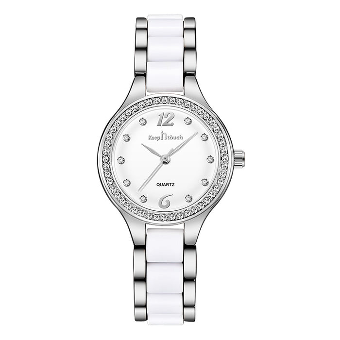 Women's Luxury Quartz Diamond Wrist Watch — Ceramic & Alloy Band with Gift Box