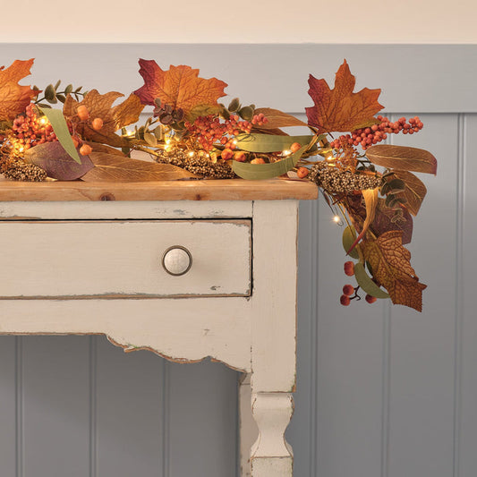 1.5m Pre Lit Maple Orchard Autumn Garland