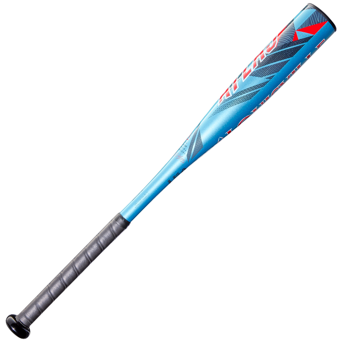 The 2026 Louisville Slugger Atlas (-12.5) 2 1/4" USA T-Ball Bat (WBL4133010) is shown with a black grip and light blue barrel with red and white graphics, photographed against a plain white background.