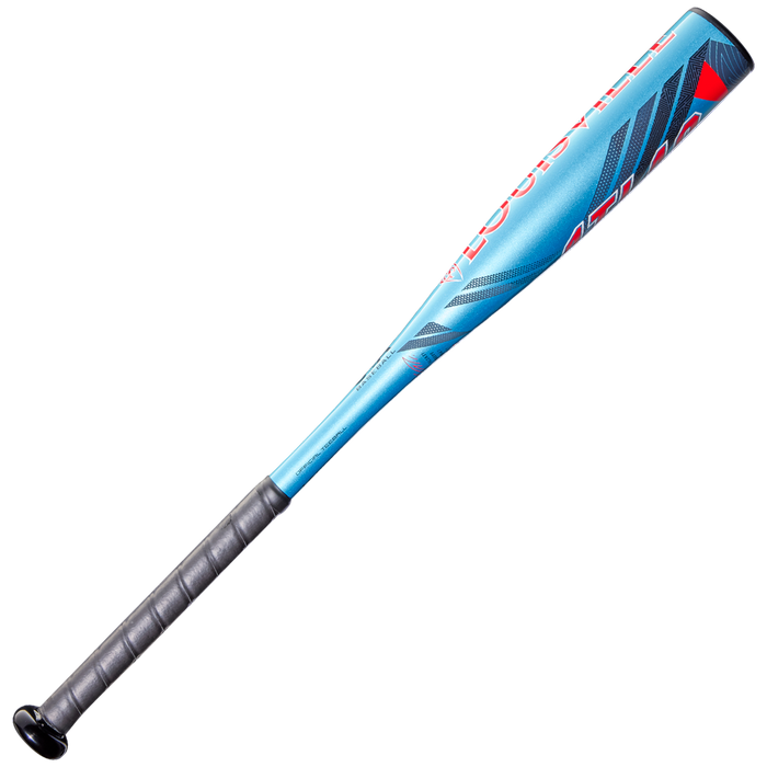 A 2026 Louisville Slugger Atlas (-12.5) 2 1/4" USA T-Ball Baseball Bat (WBL4133010), metallic blue with gray grip, red and black accents, and “LOUISVILLE” on the barrel, shown diagonally on a white background.