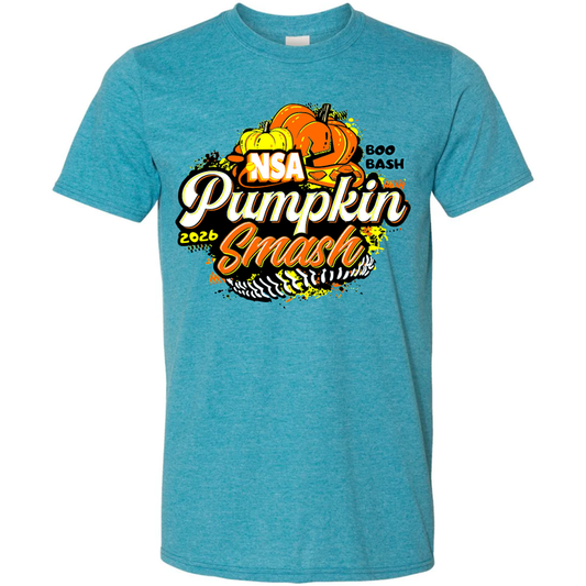 Show your spirit at the big event with the DSG Apparel 2026 NSA Boo Bash Pumpkin Smash Fastpitch Tournament Shirt! This blue t-shirt features a colorful graphic of smashed pumpkins, tire tracks, and bold “NSA Pumpkin Smash 2026 Boo Bash” text—making it the perfect piece of NSA apparel to add to your collection and stand out at the next tournament.