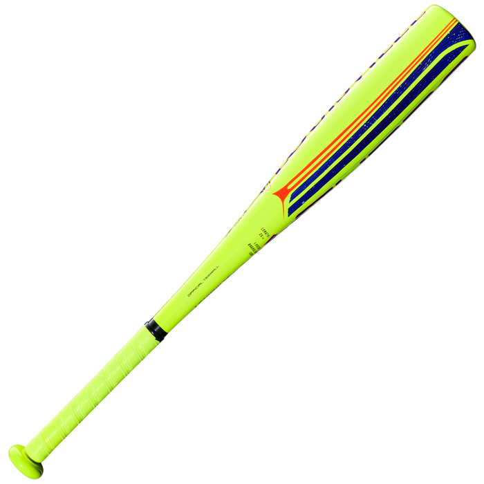 The Louisville Slugger 2027 Supra (-13) 2 5/8″ USA T-Ball Baseball Bat (WBL4266010) is a lightweight bat featuring a bright yellow design with blue, orange, and red accents along the barrel, as well as a textured grip on the handle.