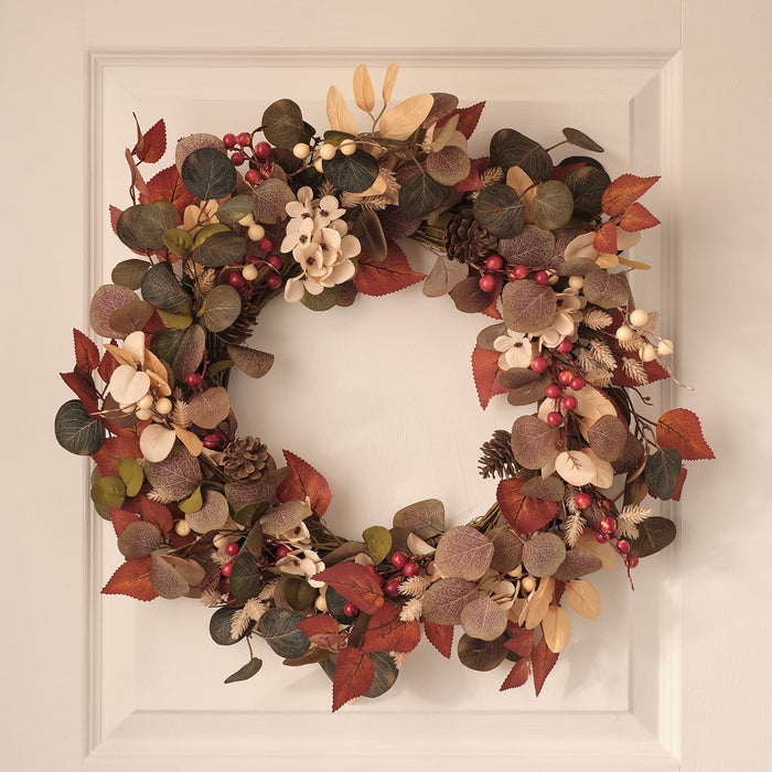 35cm Pre Lit Berry Harvest Autumn Wreath
