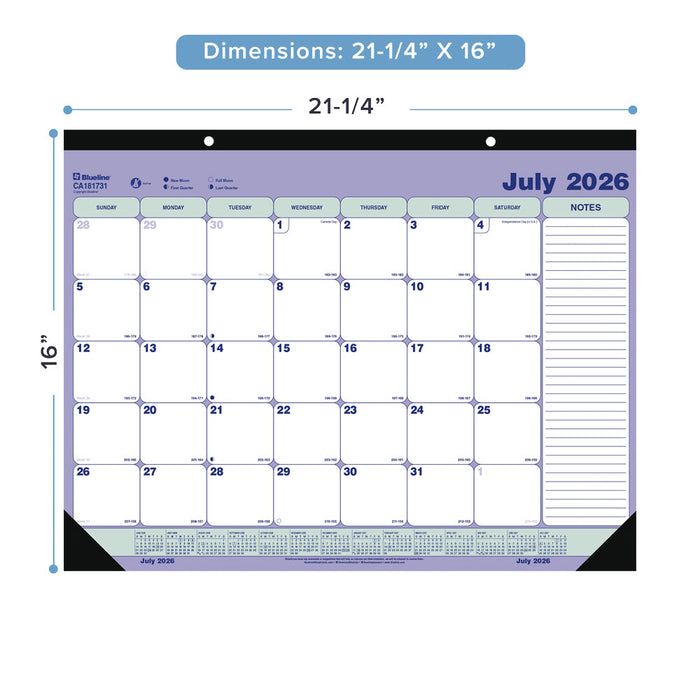 Academic Monthly Desk Pad Calendar, Classic, 2026 - 2027 CA181731-27