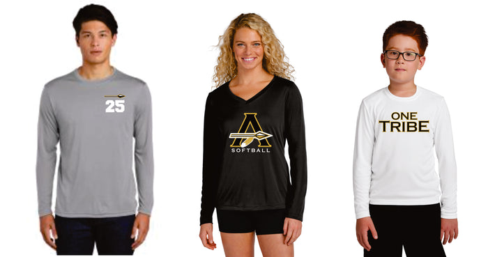 AHS Softball Wicking Long Sleeve Tee- Youth, Ladies, Adult Sizes - 5 Designs