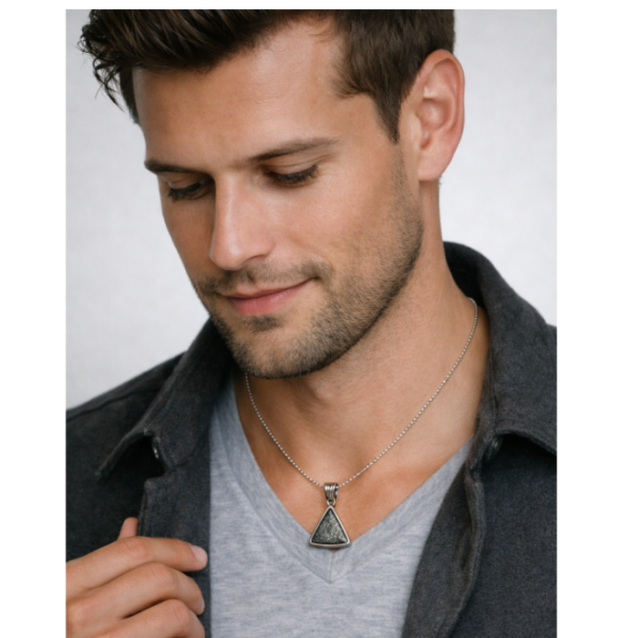 Aletai Meteorite Pendant with Sterling Silver Frame