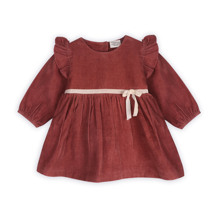 Amber Velvet Baby Dress & Bloomer Set (Organic Cotton)