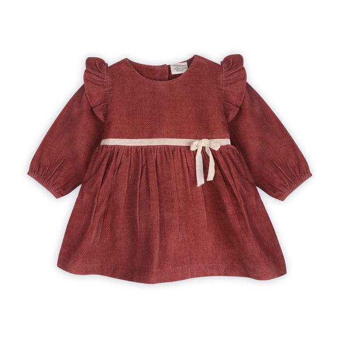 Amber Velvet Baby Dress & Bloomer Set (Organic Cotton)