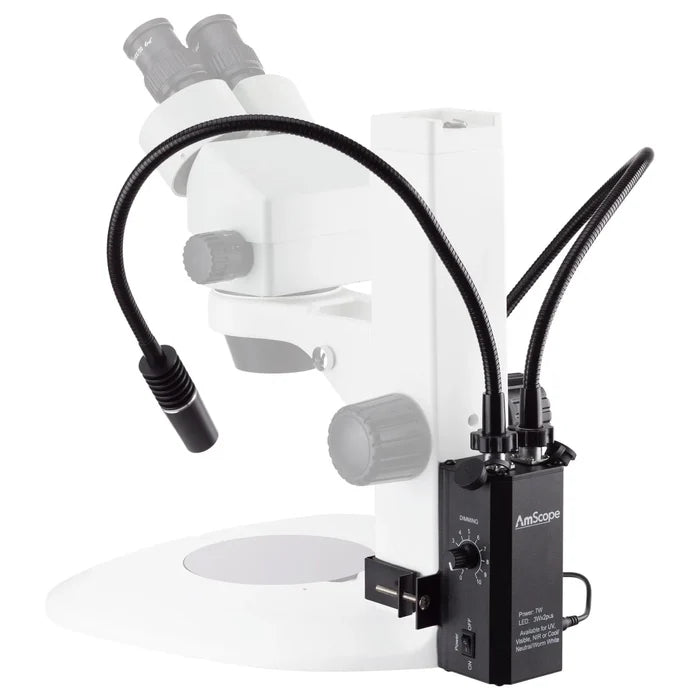 AmScope 6 Watt LED Dual Gooseneck Piggyback Illuminator