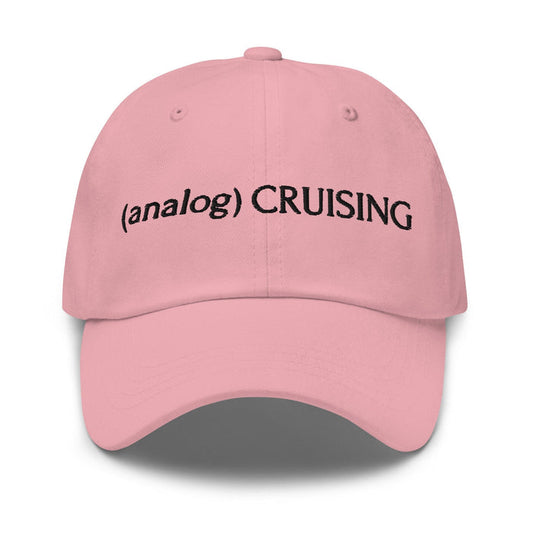 (analog) CRUISING pink Classic Twill Dad Hat with black embroidery — Leo Herrera x Adam's Nest