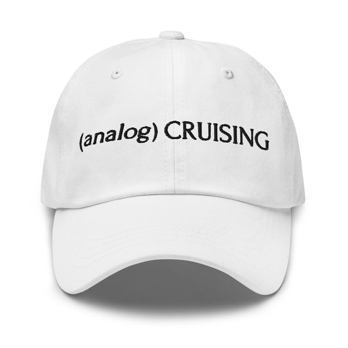 (analog) CRUISING white Classic Twill Dad Hat with black embroidery — Leo Herrera x Adam's Nest