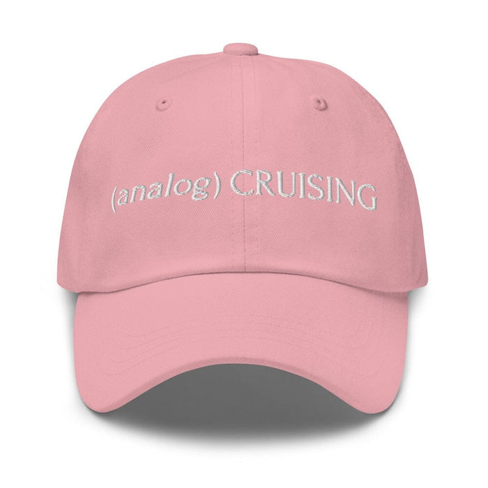 (analog) CRUISING pink Classic Twill Dad Hat with white embroidery — Leo Herrera x Adam's Nest