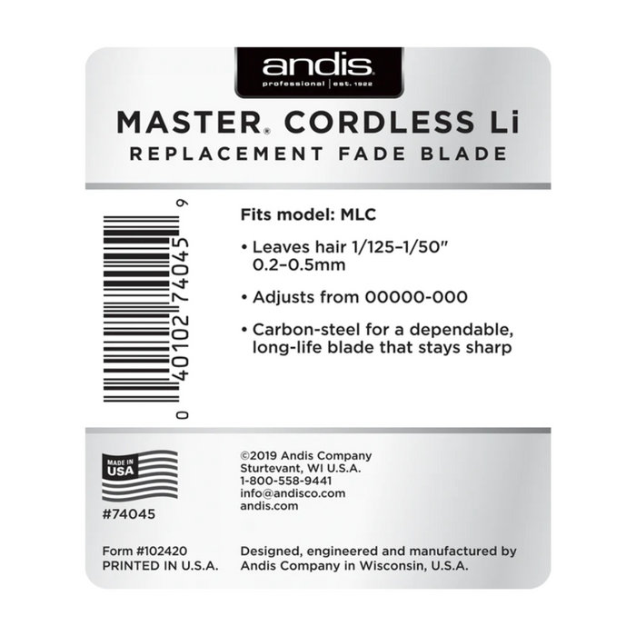 Andis Master Cordless Li Replacement fade Blade