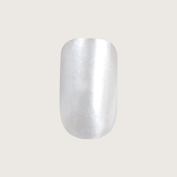 Atlas - Press-On | Short | Squoval showing single short squoval pearly white false nail on neutral background