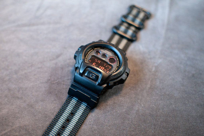 gshock dw6900 with vario replacement watch band and casio adapter stripe