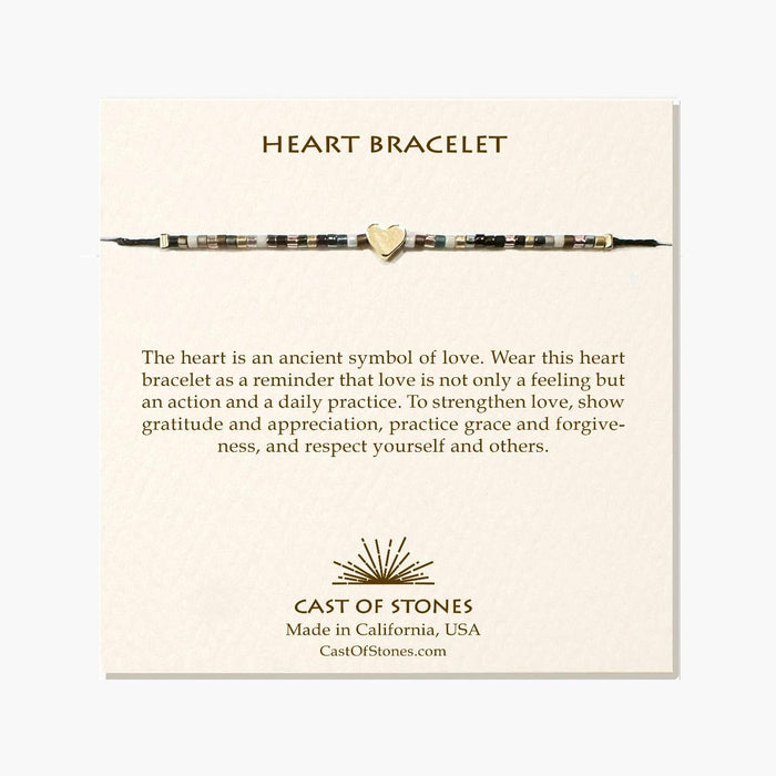 Beaded heart bracelet with neutral seed beads and small heart charm