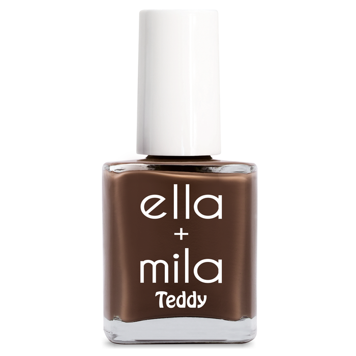 Bear with Me deep espresso brown nail polish bottle – ella+mila Teddy
