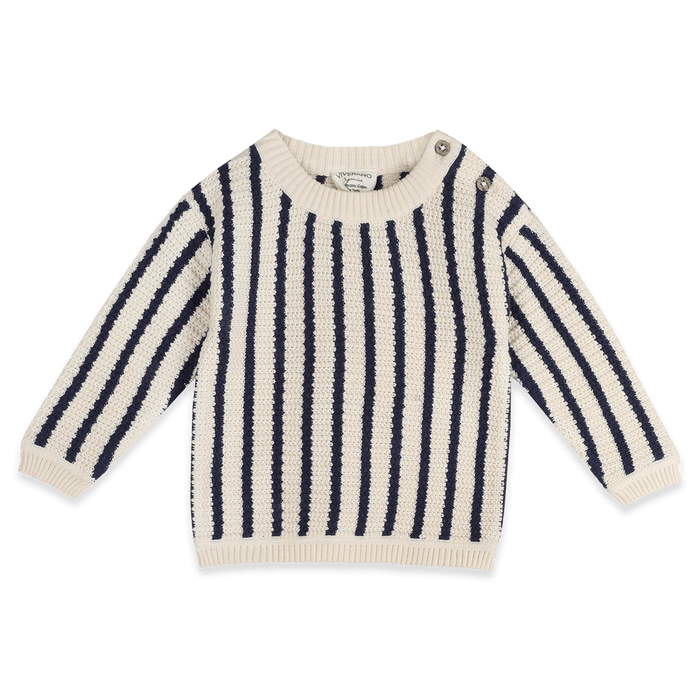 Benji Chunky Knit Stripe Baby Pullover, Organic Cotton