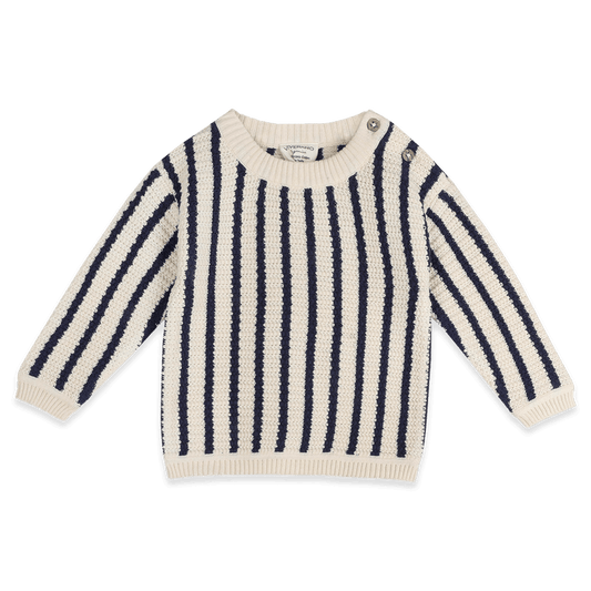 Benji Chunky Knit Stripe Baby Pullover, Organic Cotton