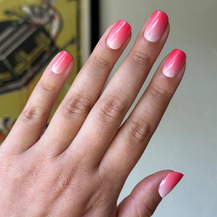 Berry Syrup Gradient - Press-On | Short | Squoval false nails with sheer berry ombre for easy at-home mani or manicure