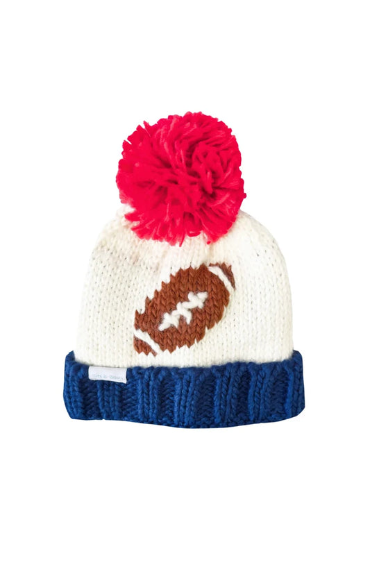 Bits & Bows Football Bobble Hat-Navy/Red
