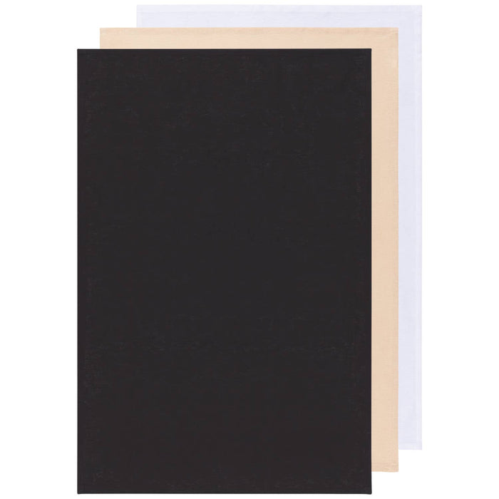 Black Oyster White Floursack Dishtowels Set of 3