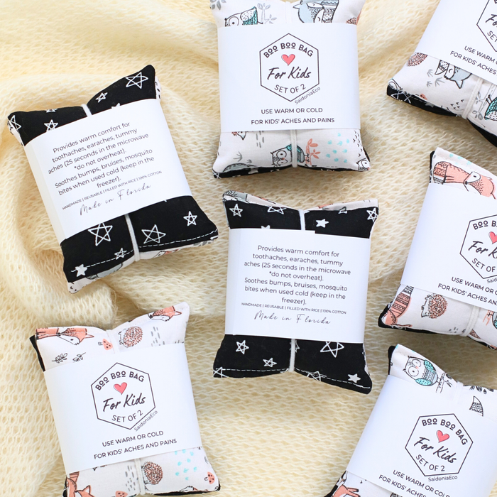 Boo Boo Bag For Kids ⋆ Hot Cold Rice Packs 2pc. Bundle