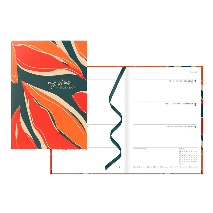 Botanics Academic Weekly Planner, A5, 2026 - 2027 - Multilingual 27-031918 #color_botanics-green