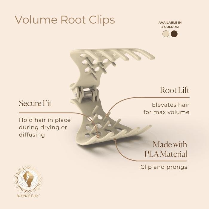 Bounce Curl Volume Root Clips lifting hair roots for added volume on wavy and curly hair
