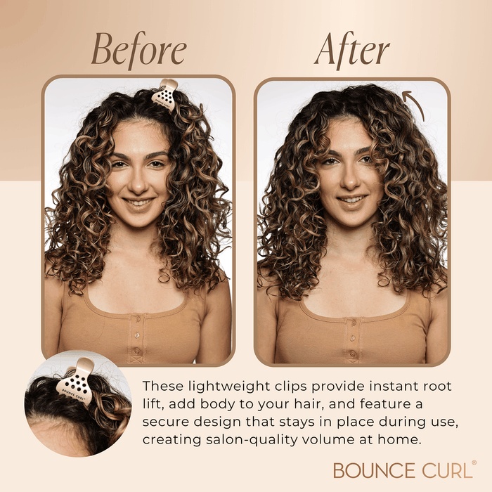Bounce Curl Volume Root Clips lifting hair roots for added volume and secure hold on all hair types
