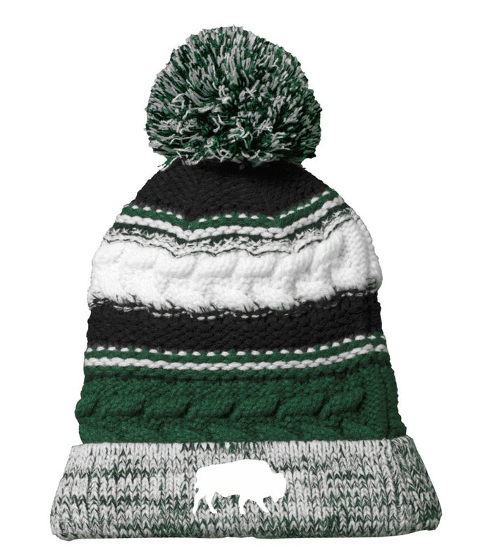 BRE Pom Pom Chunky Beanie- Embroidered