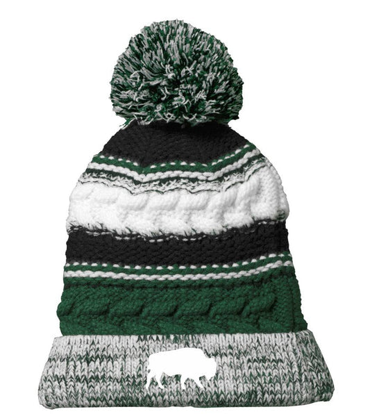 BRE Pom Pom Chunky Beanie- Embroidered