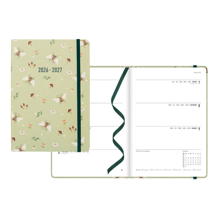 Bumblebee Academic Weekly Planner, A5, 2026 - 2027 - Multilingual 27-031906 #color_bumblebee-sage