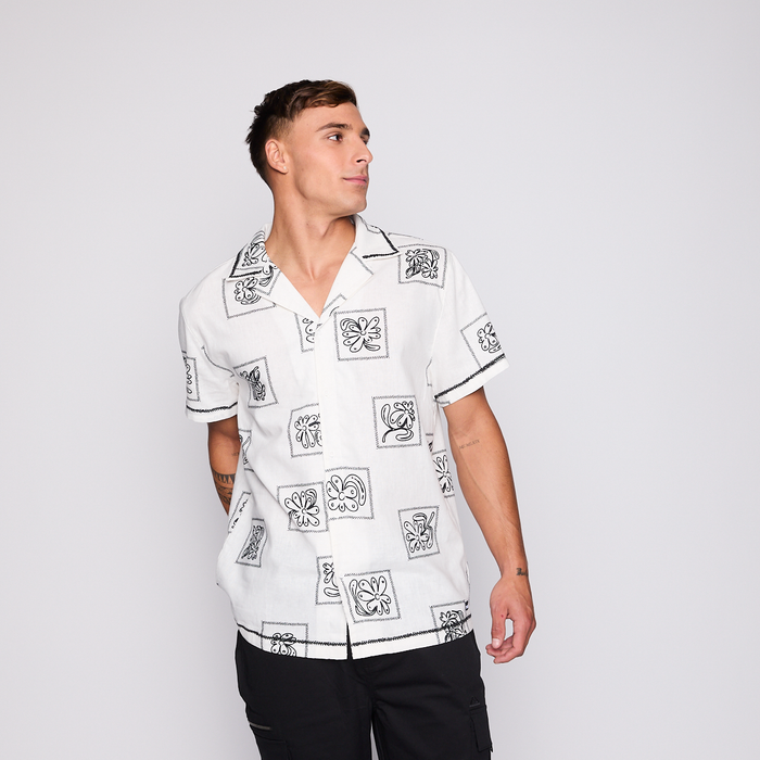 Camisa Reef Men Beige Diseños Negro
